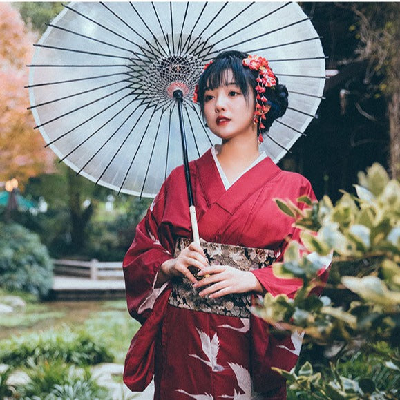 Red Authentic Vintage Japanese Kimono w/ Obi Adult Costume – AbracadabraNYC