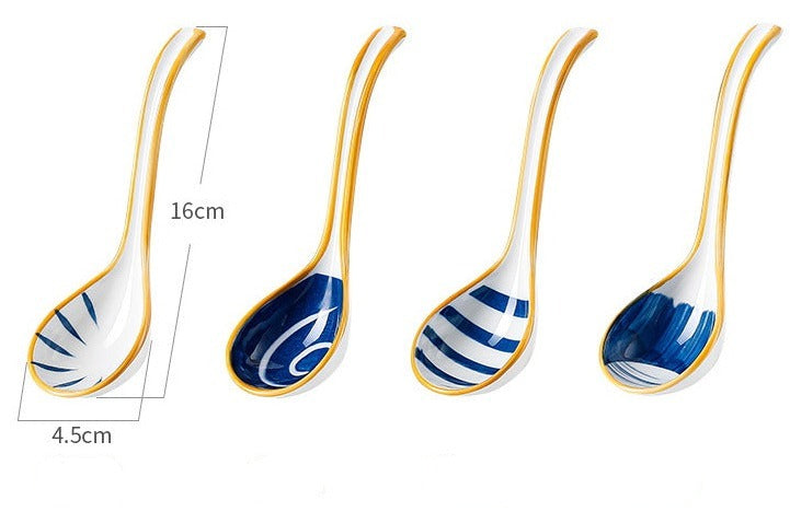 6.3" Blue Ceramic Spoons Set