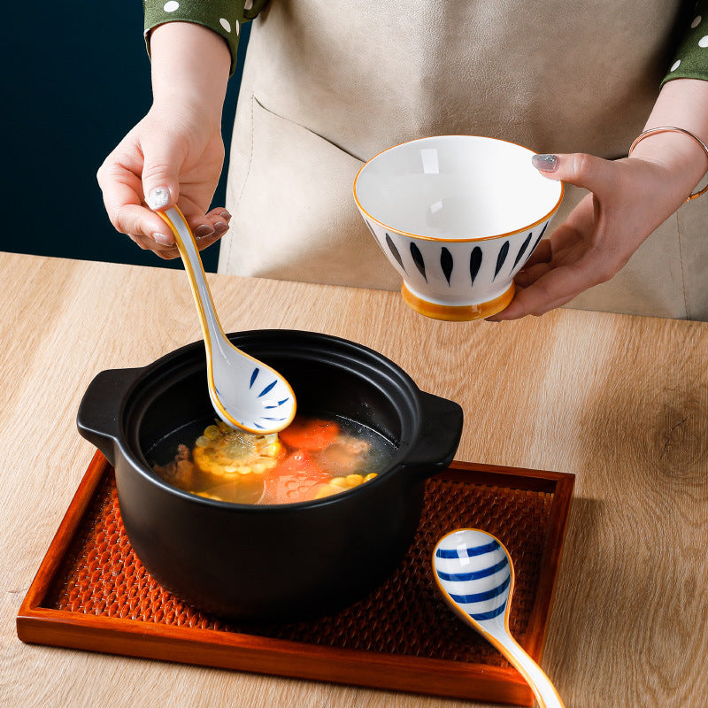 6.3" Blue Ceramic Spoons Set