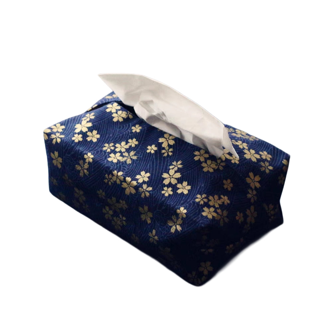 Blue Golden Sakura Tissue Box Cover