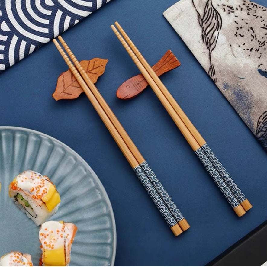 Seigaiha Bamboo Chopsticks Set