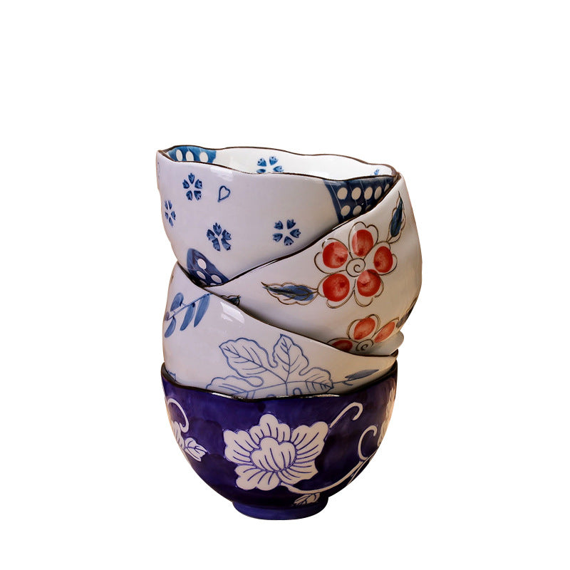 Japanese Floral Art Bowl 4-Piece Set