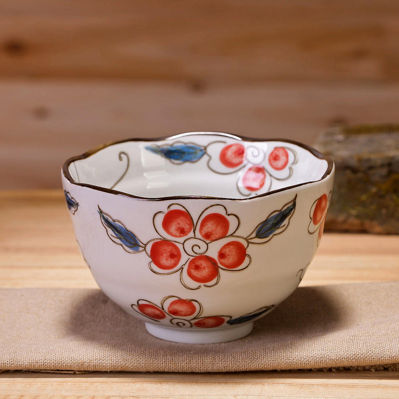 Japanese Floral Art Bowl Red Flower