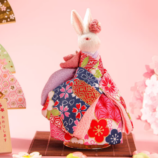 Rainbow Sakura Kimono Rabbit Music Doll