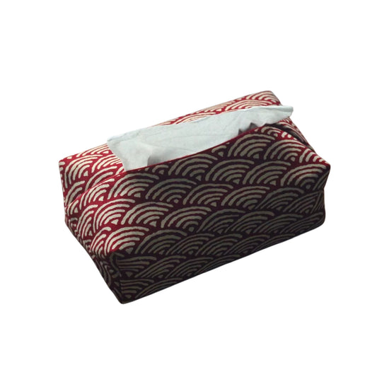 Red Seigaiha Tissue Box Cover