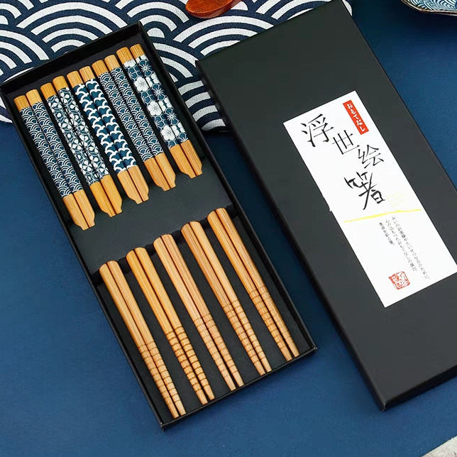 Sakura Seigaiha Bamboo Chopsticks Set