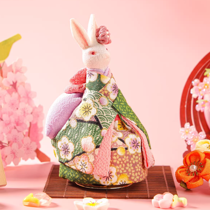 Spring Sakura Kimono Rabbit Music Doll