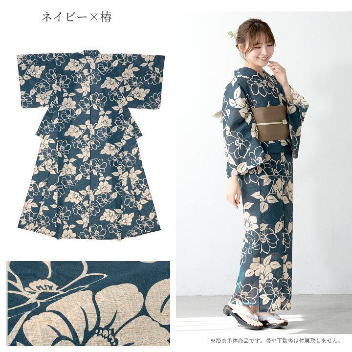 Women Tsubaki Yukata Robe and Obi Belt Set