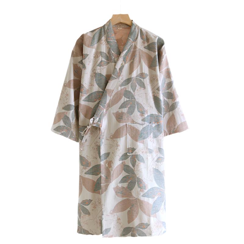 Green Autumn Leaves Yukata Bathrobe