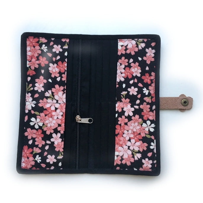 Handmade Japanese Pink Sakura Long Fabric Wallet