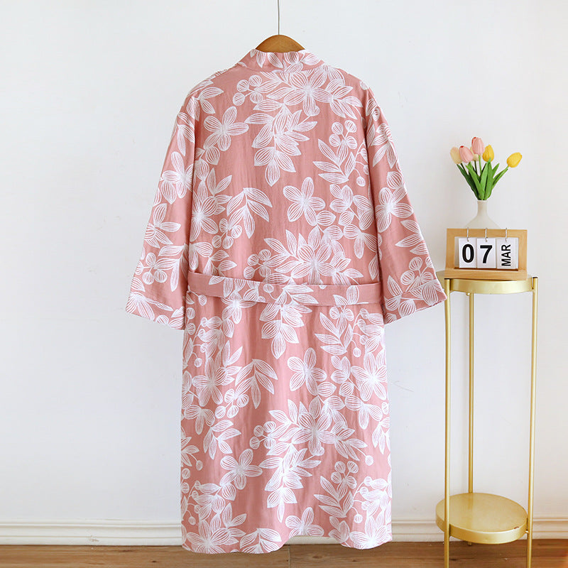 Blossom Leaf Double Gauze Yukata Bathrobe