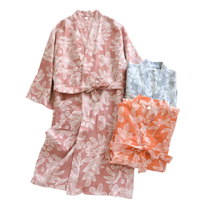 Blossom Leaf Double Gauze Yukata Bathrobe