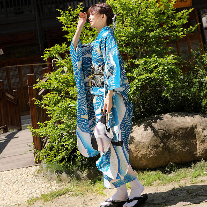 Blue Waves & Cranes Women Festival Yukata