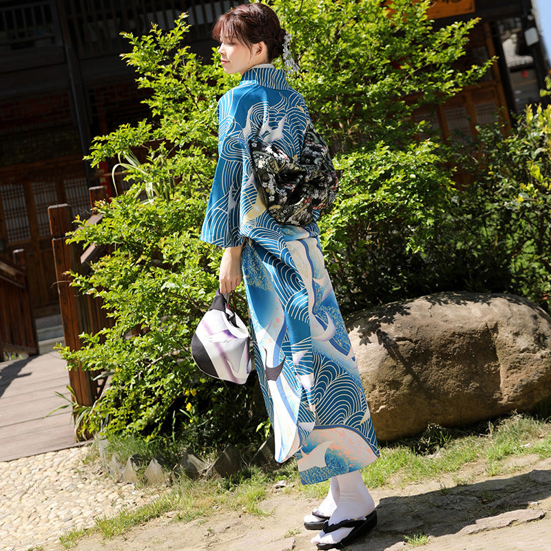 Blue Waves & Cranes Women Festival Yukata