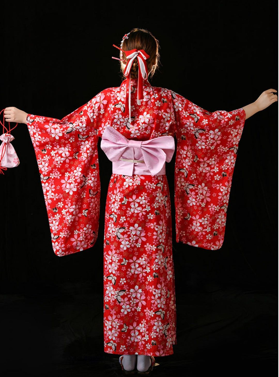 Women Butterfly & Sakura Love Yukata and Obi Belt Set