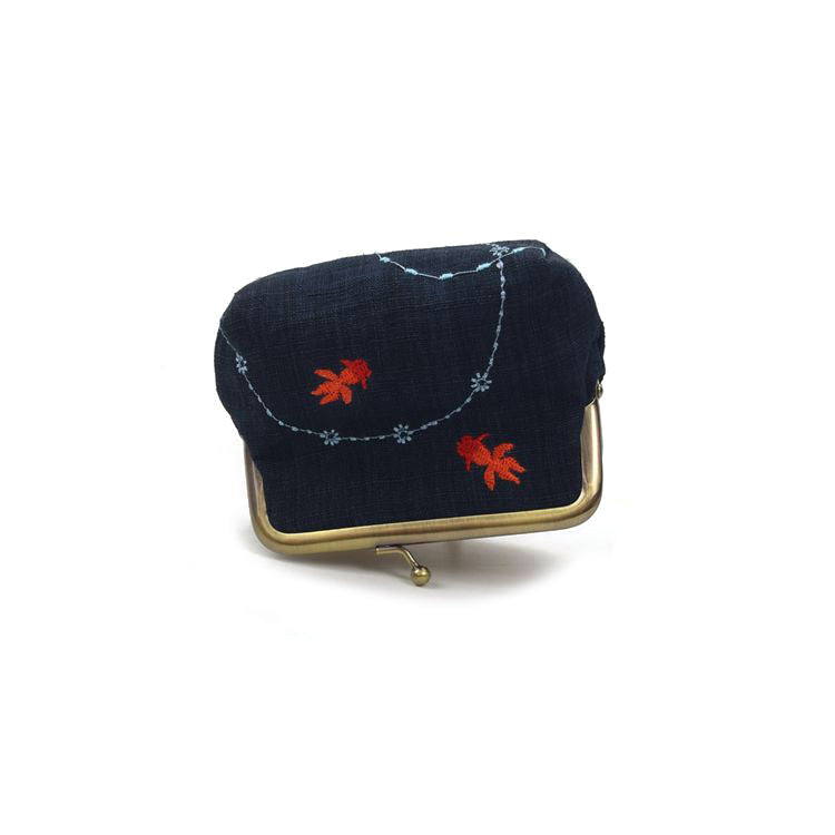 Gold Fish Linen Coin Purse