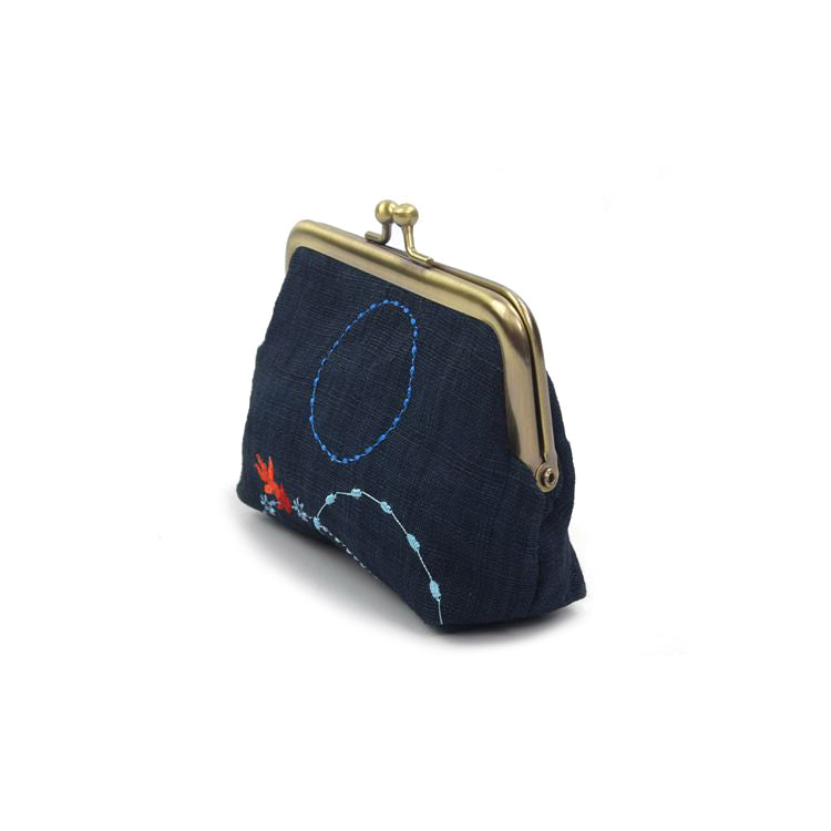 Gold Fish Linen Coin Purse