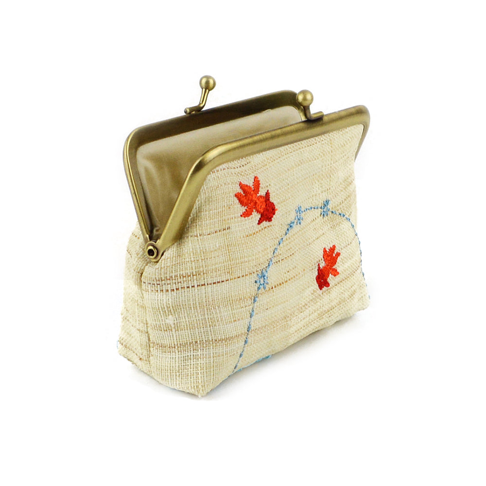 Gold Fish Linen Coin Purse