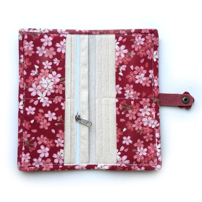 Handmade Japanese Pink Sakura Long Fabric Wallet