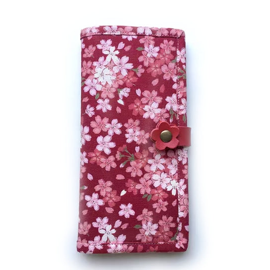 Handmade Japanese Pink Sakura Long Fabric Wallet