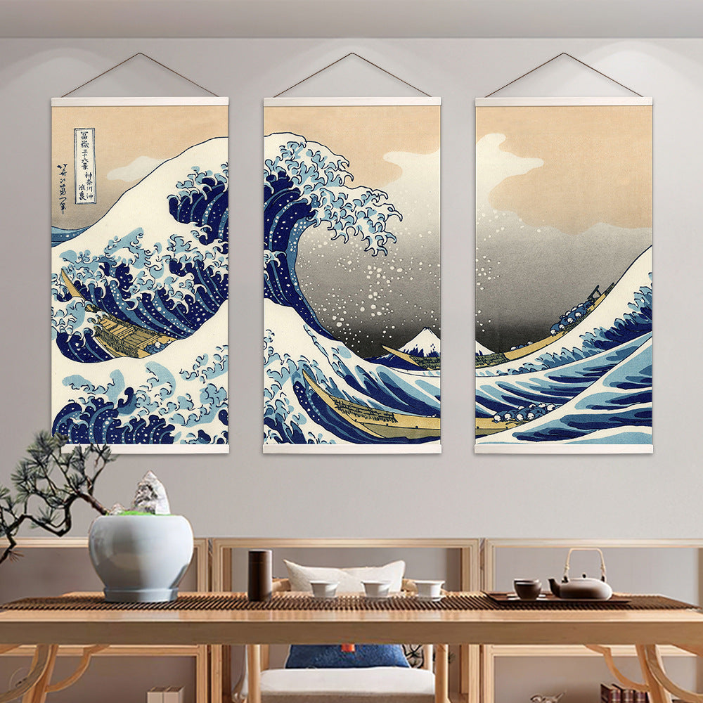 Great Wave Kanagawa Wall Hanging Poster 3 Piece Set
