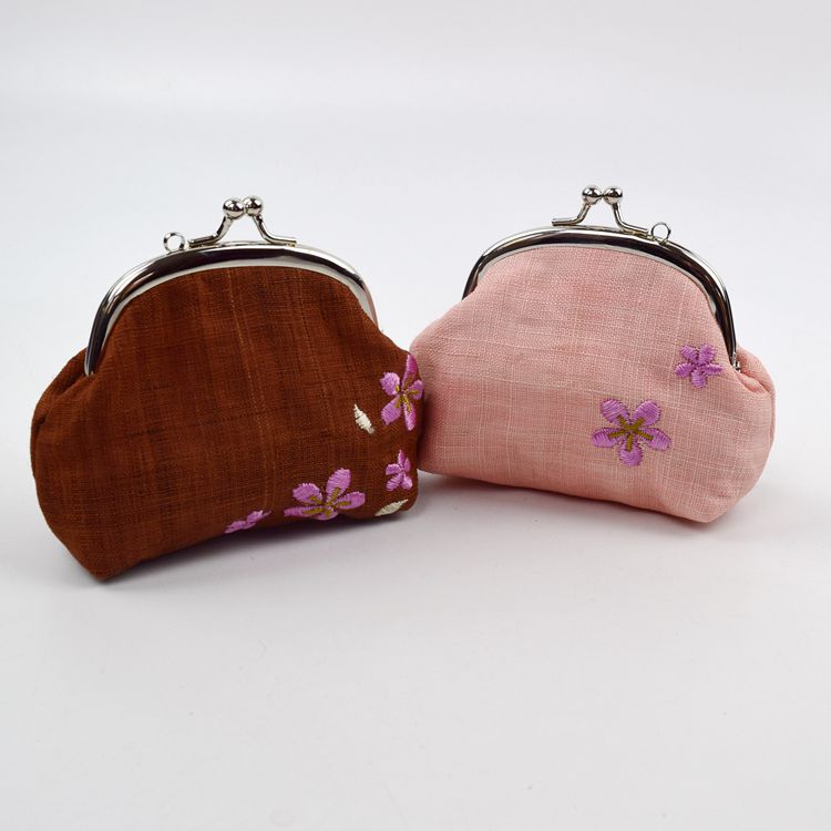 Cherry Blossom Linen Coin Purse