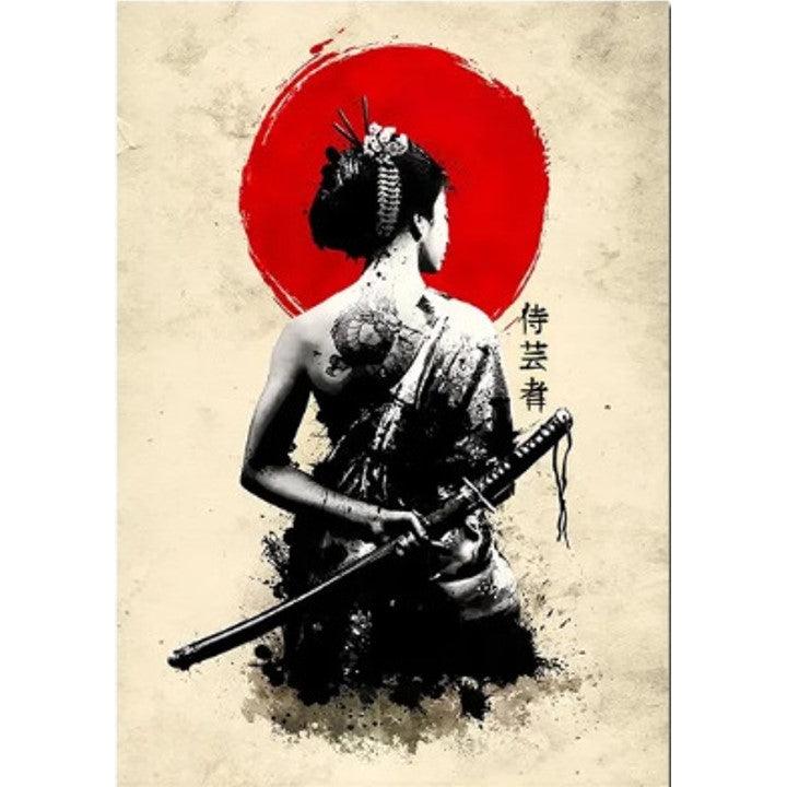 Canvas Printed Samurai Painting 【Geisha Samurai】