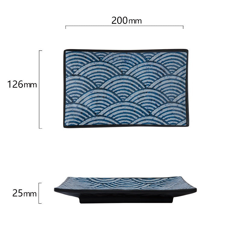 Seigaiha Ceramic Rectangular Plate