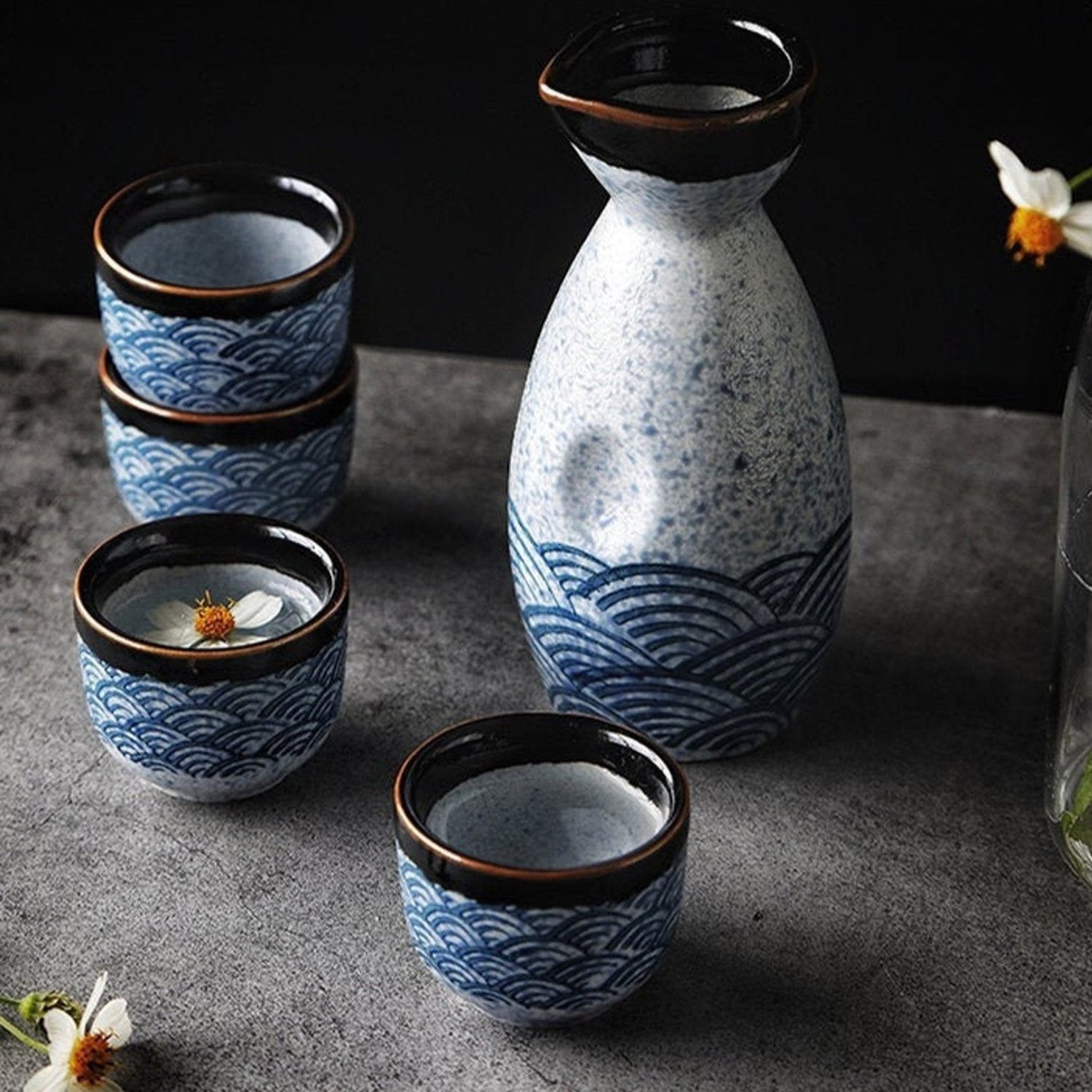 Seigaiha Ceramic Sake Set