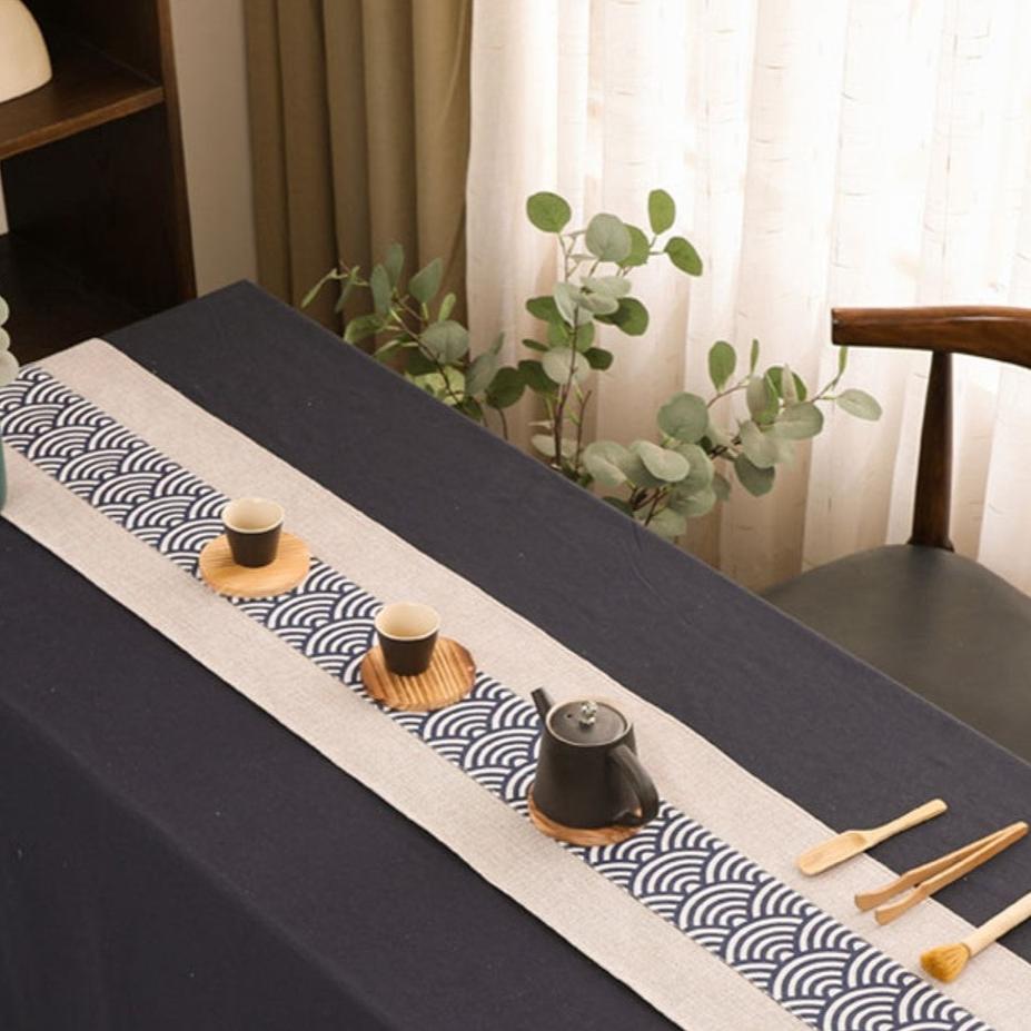 Zen Seigaiha Linen Table Runner