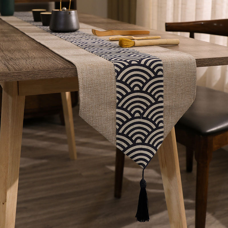 Zen Seigaiha Linen Table Runner