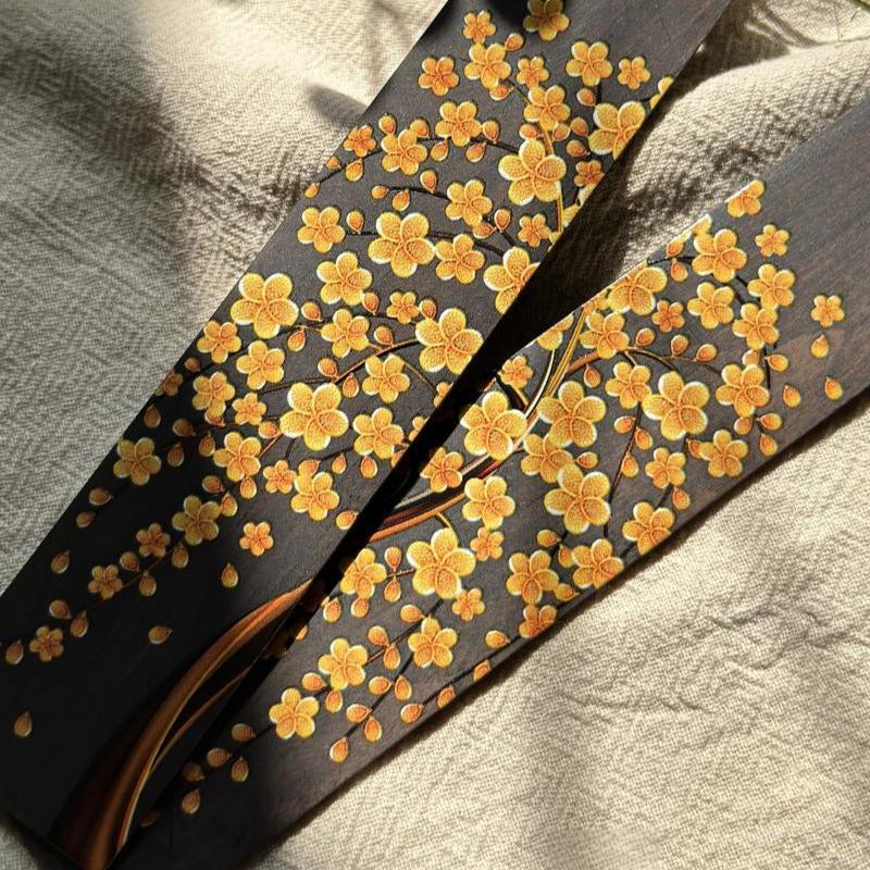 Golden Blossoms Wooden Bookmark 2-Piece Set