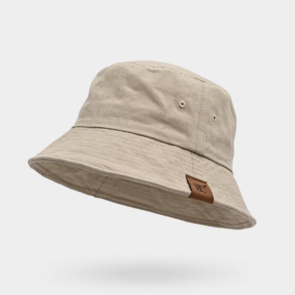 Solid Color Short Brim Bucket Hat Beige