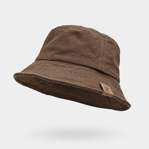 Solid Color Short Brim Bucket Hat Brown