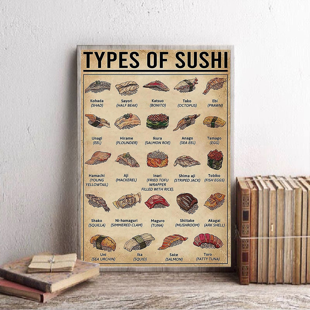 Canvas Printed Sushi Menu Painting