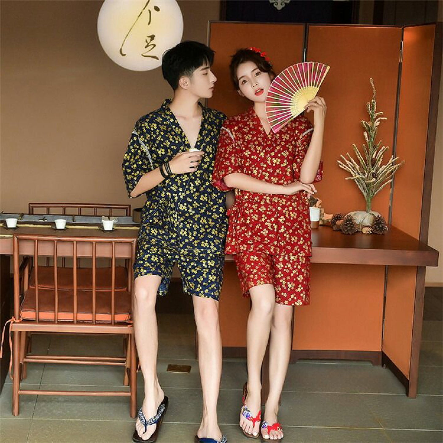 Golden Sakura Summer Japanese Sleepwear Set