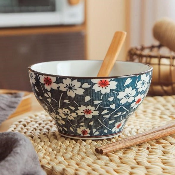 Japanese Floral Rice Bowl Set