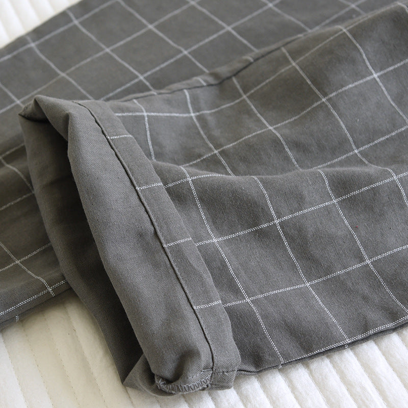 Unisex Checked Japanese Pajamas Pants