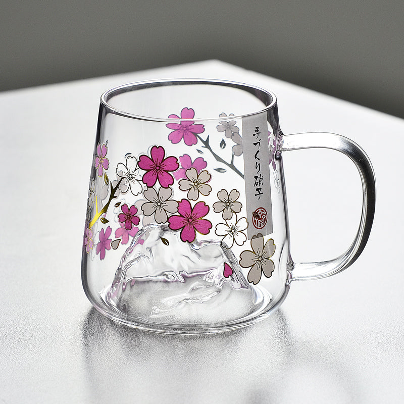 Cherry Blossom Drinking Glass, Sakura Glass Mug Starbucks