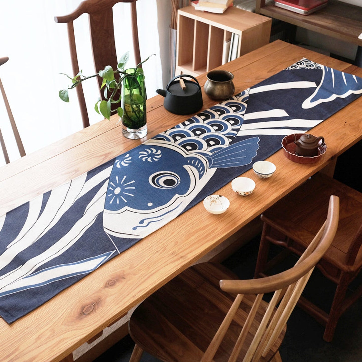 Koi Fish Linen Table Runner