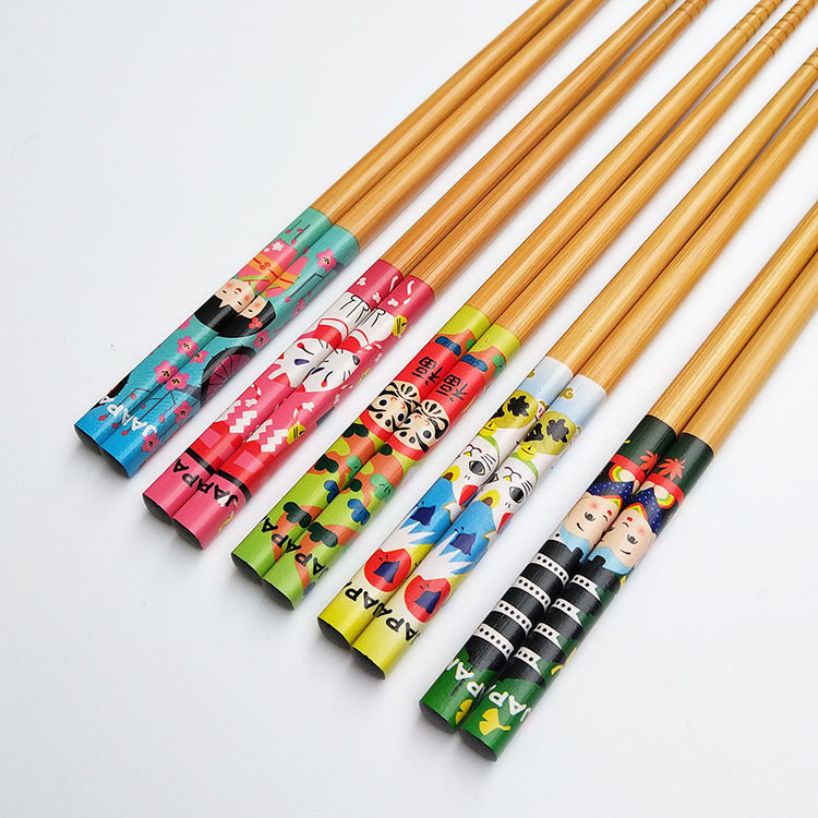 Kawaii Drawings Bamboo Chopsticks Set