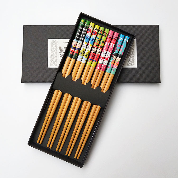 Kawaii Drawings Bamboo Chopsticks Set