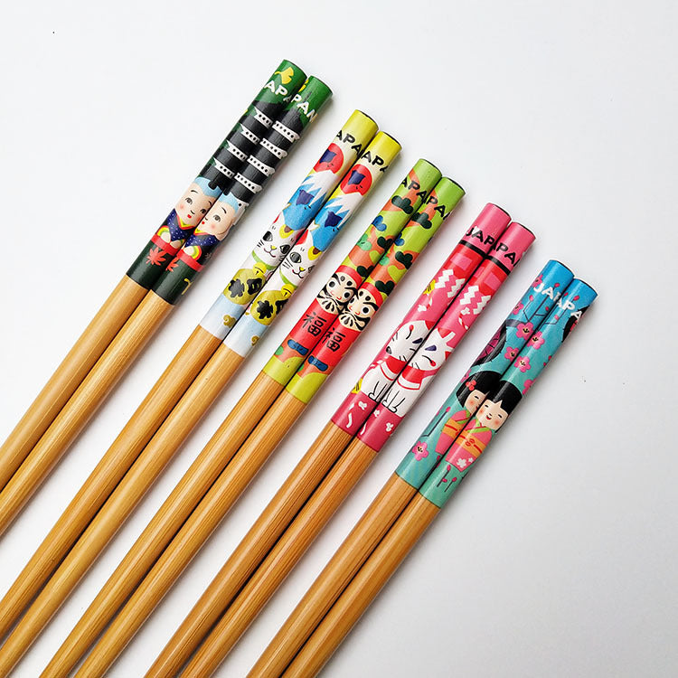 Kawaii Drawings Bamboo Chopsticks Set