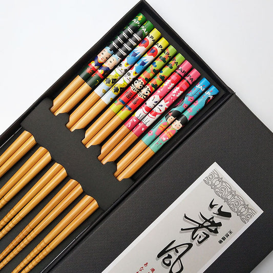 Kawaii Drawings Bamboo Chopsticks Set