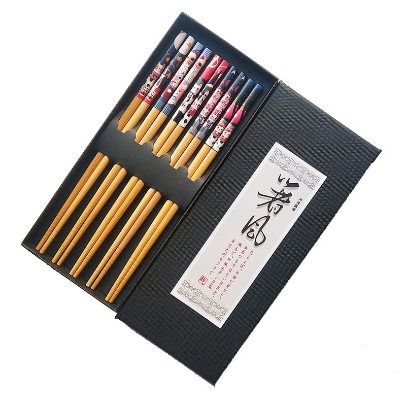 Lucky Cat Bamboo Chopsticks Set