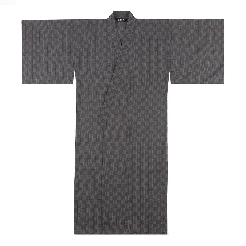 Men Checked Pattern Kimono Robe