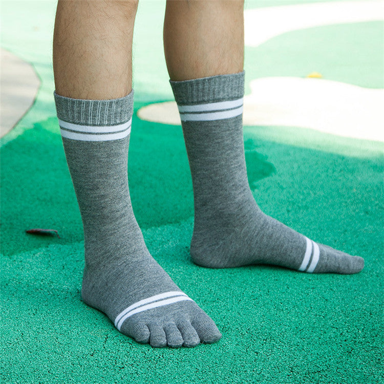 Men Striped Knee-high Toe Socks