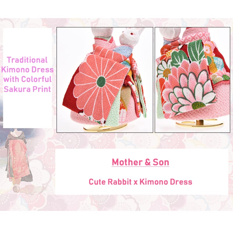 Oyako Kimono Rabbit Music Doll