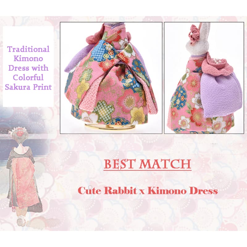 Pink Kimono Rabbit Music Doll