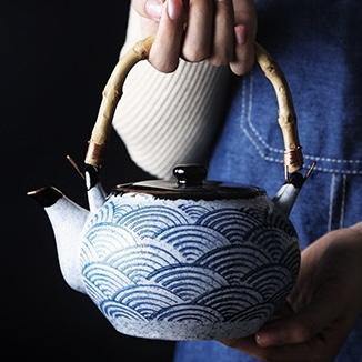 Seigaiha Japanese Blue Wave Teapot